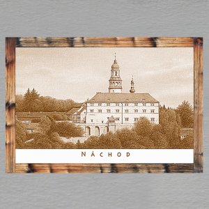 Náchod - Zámek - magnet C6 rám - sépie