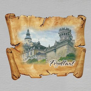 Frýdlant - Zámek a hrad - magnet pergamen