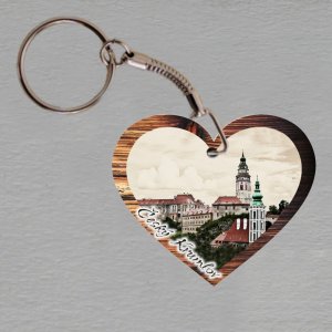 Český Krumlov 3 - klíčenka srdce rám