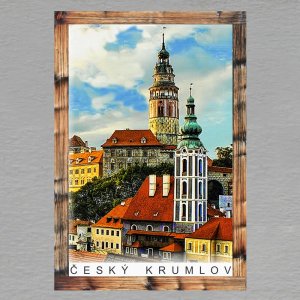 Český Krumlov 5 - magnet C6 rám dvojitý